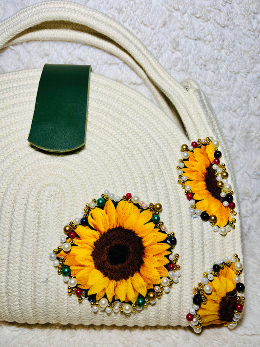 Sunflower Bloom Tote Rope Bag