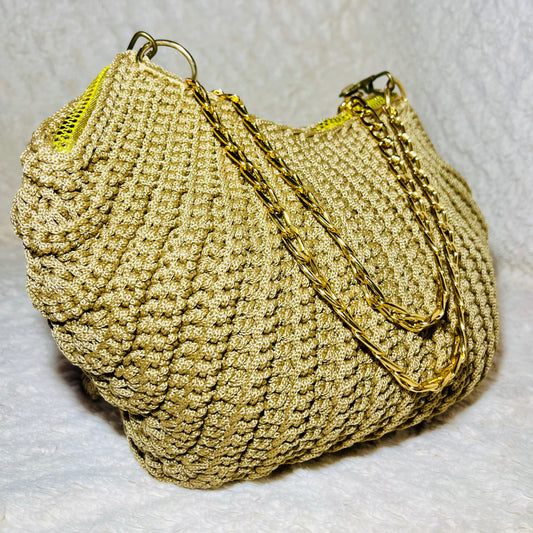 Veloura Gold Crochet Bag