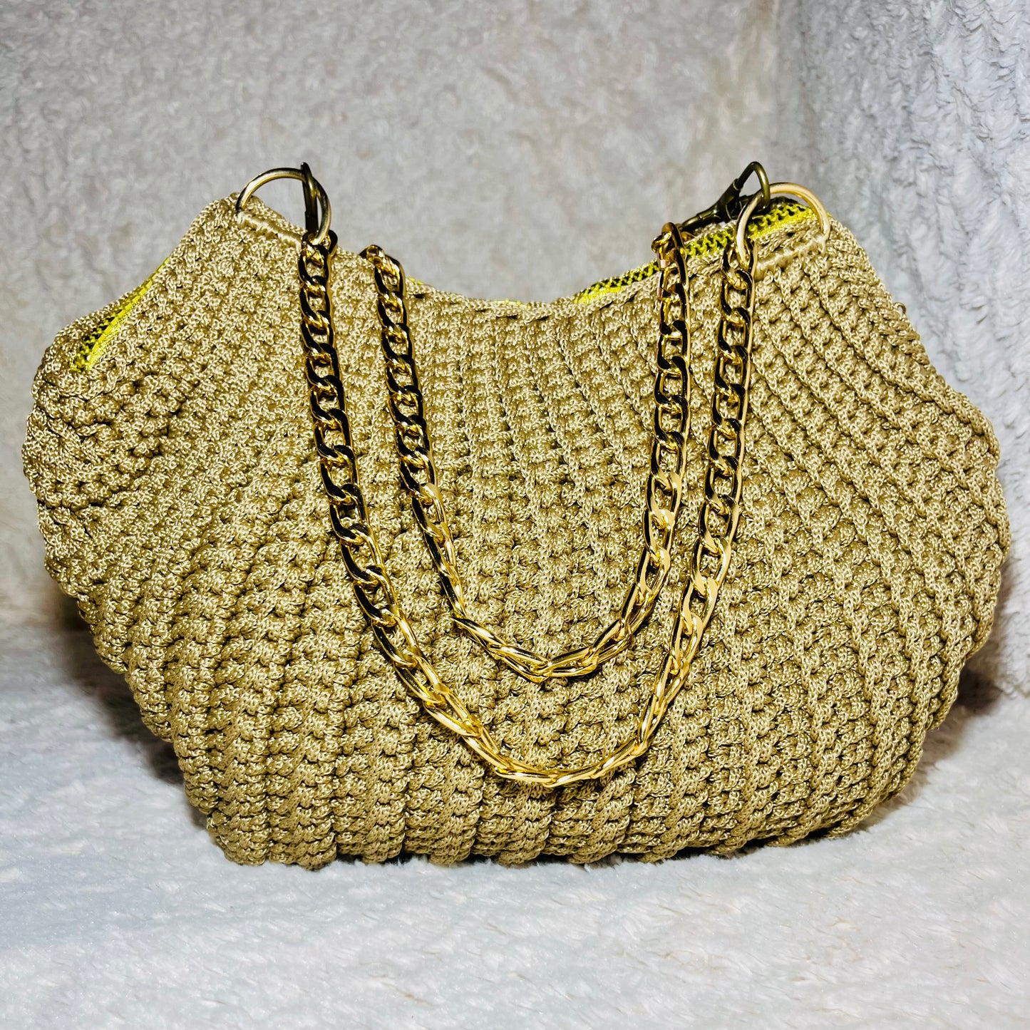 Veloura Gold Crochet Bag